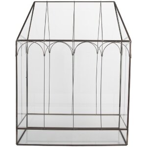 Clayre & Eef 5GL0022 Mini invernadero decorativo 35x15x46 cm Negro Transparente