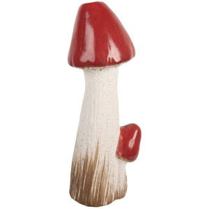 Decoración Hongo Clayre & Eef 6TE0578 16x14x41 cm Blanco y Rojo