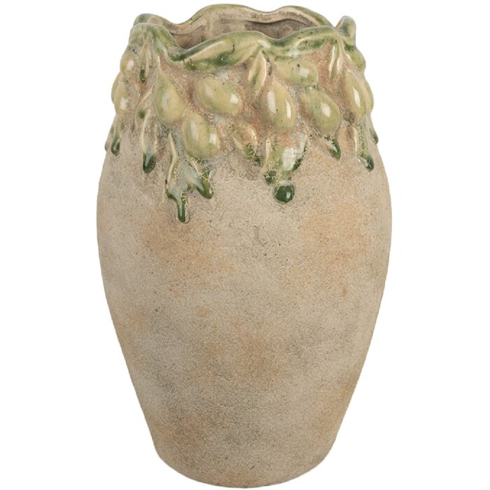 Clayre & Eef 6TE0582 Maceta de flores Ø 18x27 cm Beige-Amarillo Terracota