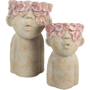 Maceta Clayre & Eef 6TE0584L 20x19x31 cm Beige Rosa