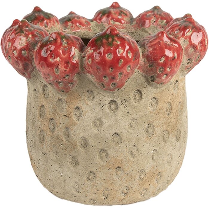 Maceta Clayre & Eef 6TE0588L Ø 19x16 cm Beige-Rojo