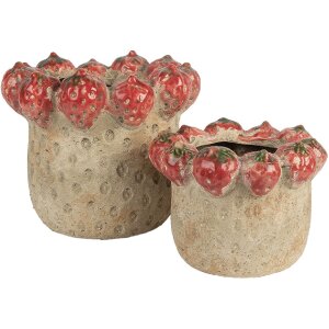 Maceta Clayre & Eef 6TE0588L Ø 19x16 cm Beige-Rojo
