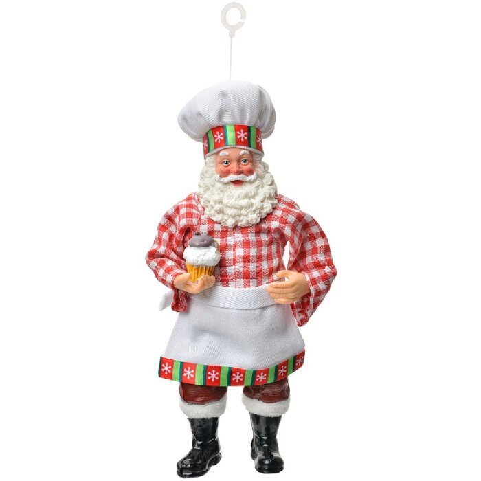 Clayre & Eef 66249 Decoración Colgante Papá Noel 9x6x17 cm