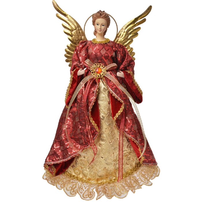 Decoración Ángel Clayre & Eef 66251 26x15x44 cm Rojo y Dorado