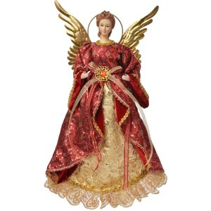Decoración Ángel Clayre & Eef 66251 26x15x44 cm Rojo y Dorado