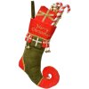 Calcetín decorativo de Navidad Clayre & Eef 66252 24x7x46 cm Rojo y Verde