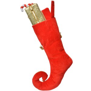 Calcetín de Navidad Decoración Clayre & Eef 66253 24x7x46 cm Rojo-Dorado