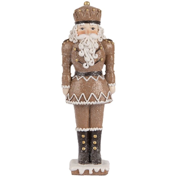Decoración Cascanueces Clayre & Eef 6PR5532 6x5x18 cm Marrón y Blanco