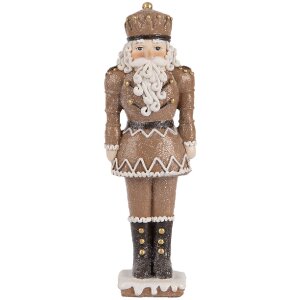 Decoración Cascanueces Clayre & Eef 6PR5532 6x5x18 cm Marrón y Blanco