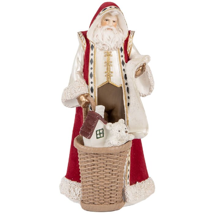 Clayre & Eef 6PR5536 Decoración Papá Noel Beige Rojo 15x14x29 cm