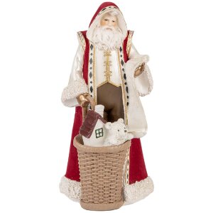 Clayre & Eef 6PR5536 Decoración Papá Noel Beige Rojo 15x14x29 cm