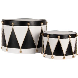 Clayre & Eef 6Y5806 Decoración Tambor Set de 2 Ø 40x25 / Ø 26x17 cm