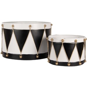 Clayre & Eef 6Y5806 Decoración Tambor Set de 2 Ø 40x25 / Ø 26x17 cm