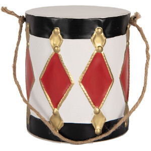 Juego de 2 tambores decorativos Clayre & Eef 6Y5808 Blanco-Negro Ø 15x38 / Ø 13x29 cm