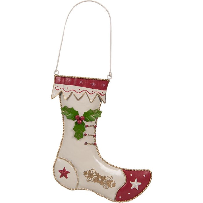 Clayre & Eef 6Y5809 Decoración de pared Calcetín navideño 23x2x28 cm