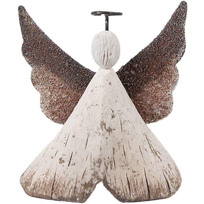 Ángel Decorativo Clayre & Eef 8x3x9 cm Blanco Marrón 6H2416S