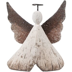 Ángel Decorativo Clayre & Eef 8x3x9 cm Blanco Marrón 6H2416S