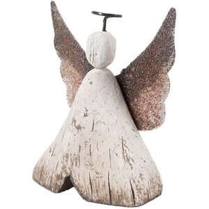 Ángel Decorativo Clayre & Eef 8x3x9 cm Blanco Marrón 6H2416S
