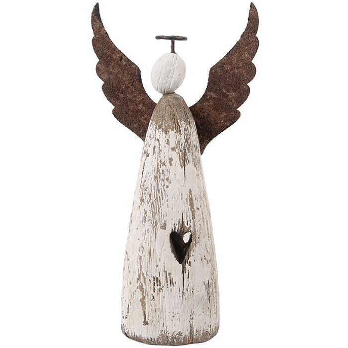 Decoración Ángel Clayre & Eef 6H2420M 9x4x18 cm Blanco-Marrón