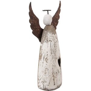Decoración Ángel Clayre & Eef 6H2420M 9x4x18 cm Blanco-Marrón