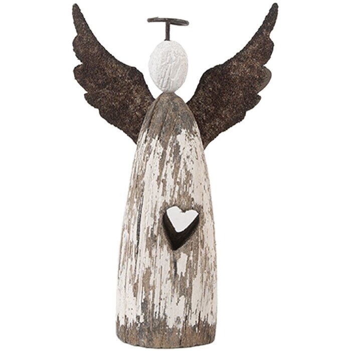 Ángel Decoración Clayre & Eef 6H2420S 7x3x12 cm Blanco Marrón