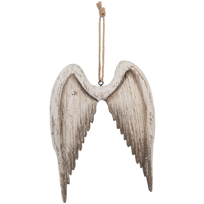 Adorno colgante Ala Clayre & Eef 6H2423 21x3x28 cm Blanco Marrón