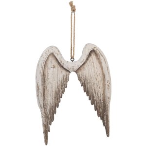 Adorno colgante Ala Clayre & Eef 6H2423 21x3x28 cm Blanco Marrón