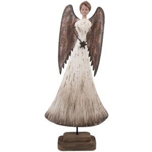 Decoración Ángel Clayre & Eef 6H2424 19x6x42 cm Blanco