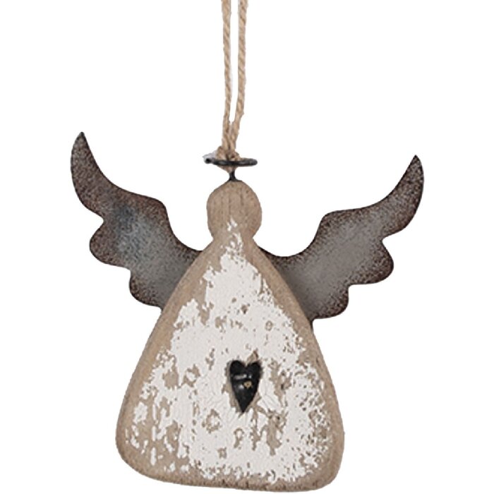 Clayre & Eef 6H2428 Adorno Colgante Ángel 10x2x10 cm Marrón y Blanco