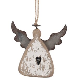 Clayre & Eef 6H2428 Adorno Colgante Ángel 10x2x10 cm Marrón y Blanco