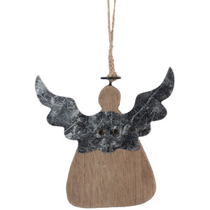 Clayre & Eef 6H2428 Adorno Colgante Ángel 10x2x10 cm Marrón y Blanco