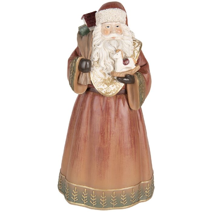 Clayre & Eef 6PR5544 Decoración Papá Noel 20x18x39 cm Rojo y Dorado