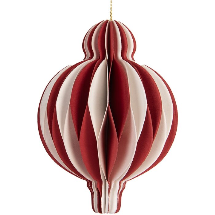 Bola de Navidad de Papel Clayre & Eef 6PA0521 Ø 10 cm Rojo-Blanco