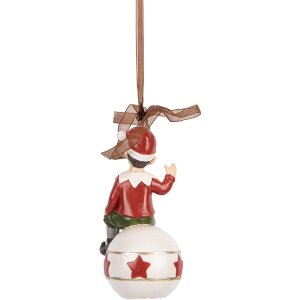 Clayre & Eef 6PR5389 Adorno Elfo 5x5x10 cm Rojo Blanco