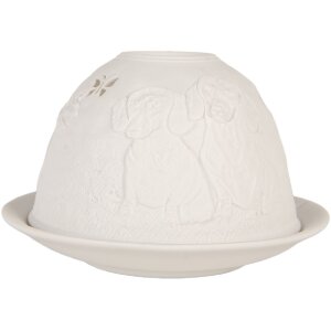 Portavelas Clayre & Eef 6CE2211 Ø 12x8 cm Blanco