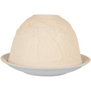 Portavelas Clayre & Eef 6CE2211 Ø 12x8 cm Blanco
