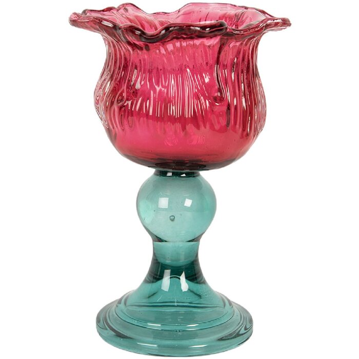 Candelabro Clayre & Eef 6GL5347 Ø 10x16 cm Rosa y Verde