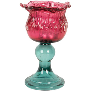 Candelabro Clayre & Eef 6GL5347 Ø 10x16 cm Rosa y Verde