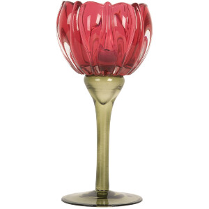 Candelabro Clayre & Eef 6GL5349 Ø 8x18 cm Rosa y Verde