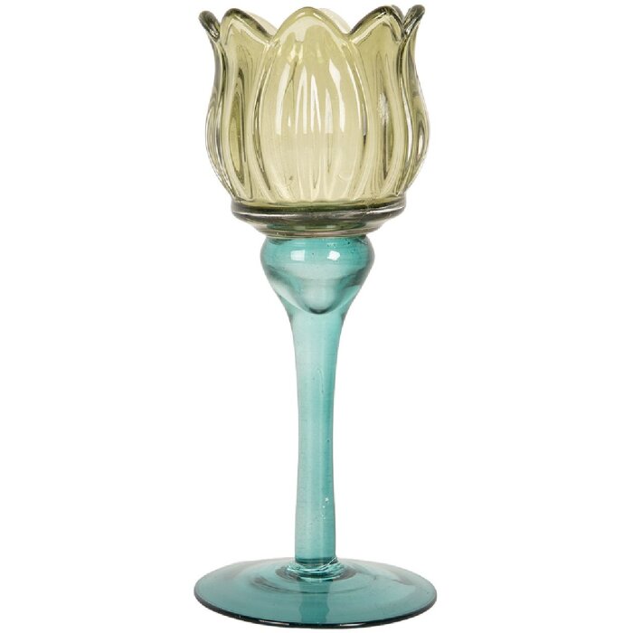 Portavelas Clayre & Eef 6GL5350 Ø 7x19 cm Verde Azul