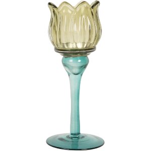 Portavelas Clayre & Eef 6GL5350 Ø 7x19 cm Verde Azul