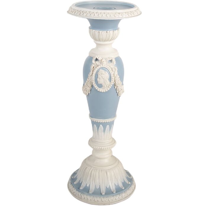 Candelabro Clayre & Eef 6PR5801 Ø 10x27 cm Blanco y Azul