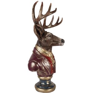 Busto Decorativo de Reno Clayre & Eef 30x22x57 cm Marrón Rojo