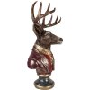 Busto Decorativo de Reno Clayre & Eef 30x22x57 cm Marrón Rojo
