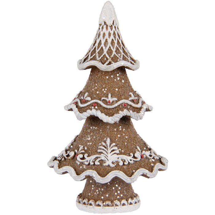 Clayre & Eef 6PR5393 Decoración Árbol de Navidad 7x5x11 cm Marrón-Blanco