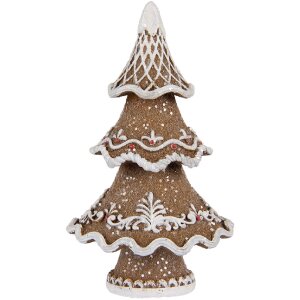 Clayre & Eef 6PR5393 Decoración Árbol de Navidad 7x5x11 cm Marrón-Blanco