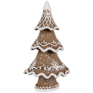 Clayre & Eef 6PR5393 Decoración Árbol de Navidad 7x5x11 cm Marrón-Blanco