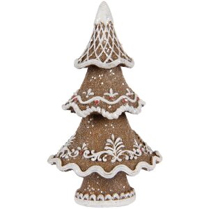 Clayre & Eef 6PR5393 Decoración Árbol de Navidad 7x5x11 cm Marrón-Blanco