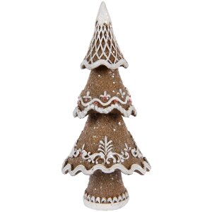 Clayre & Eef 6PR5393 Decoración Árbol de Navidad 7x5x11 cm Marrón-Blanco
