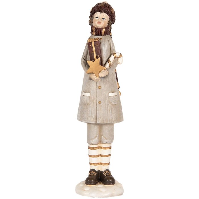 Clayre & Eef 6PR5395 Decoración Niño 8x8x30 cm Gris y Marrón